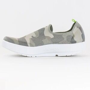 Oofos Size 9 OMG Eezee Shoes White Green Camo Low Top Comfort Sneakers Women's